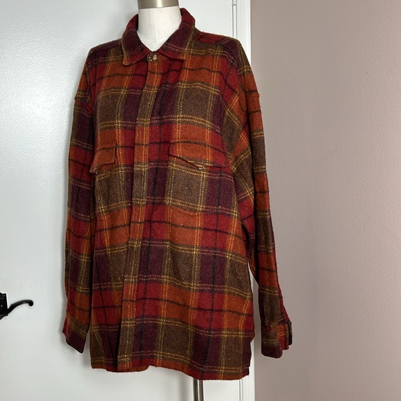 VINTAGE NORTHEAST TERRAIN COMPANY WOOL WOOL FLANNEL PLAID SHIRT SIZE XL - Picture 4 of 11